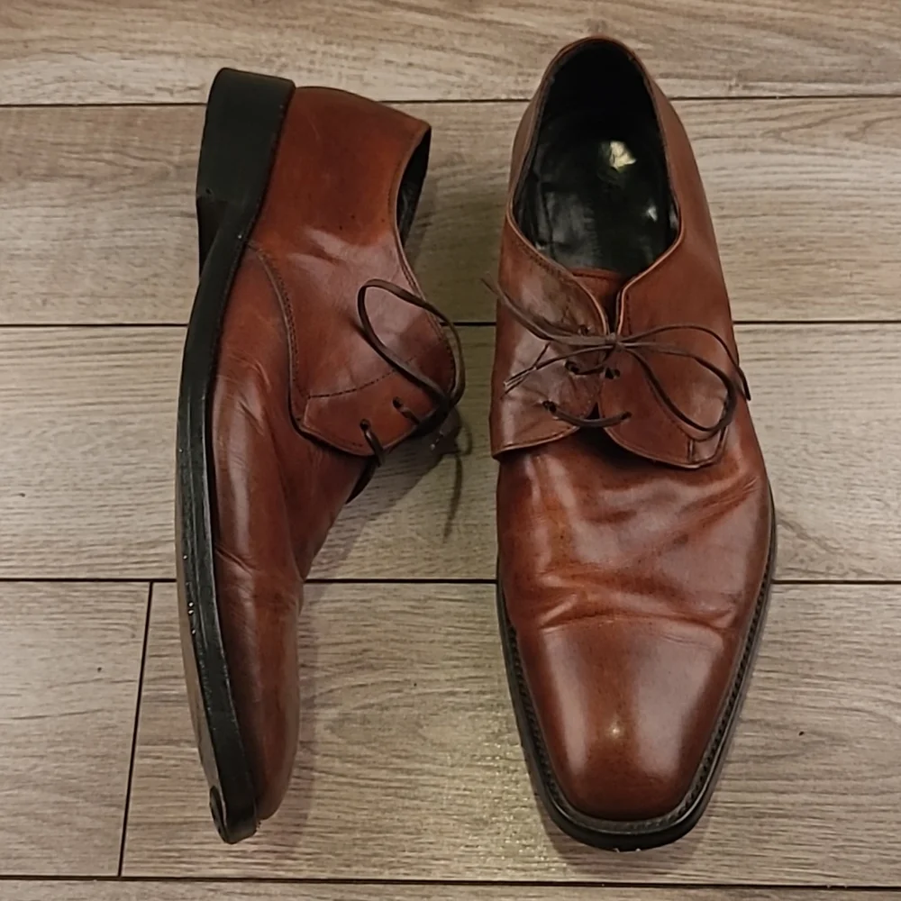 FACONNABLE Italy‎ Dark Brown Leather Sz 10.5 Lace Up Oxford Mens Dress Shoes